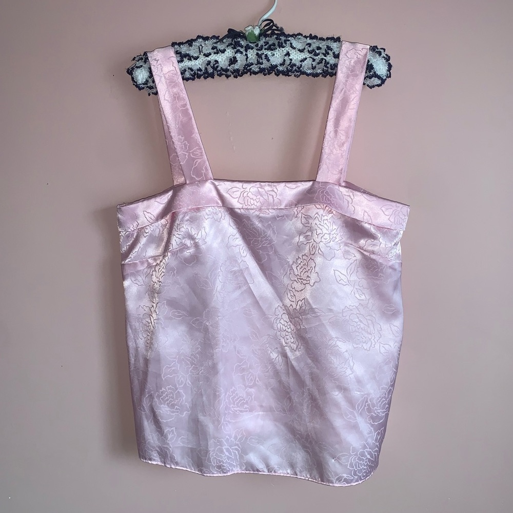 2/$15 Rose Pattern Pink Satin Cami